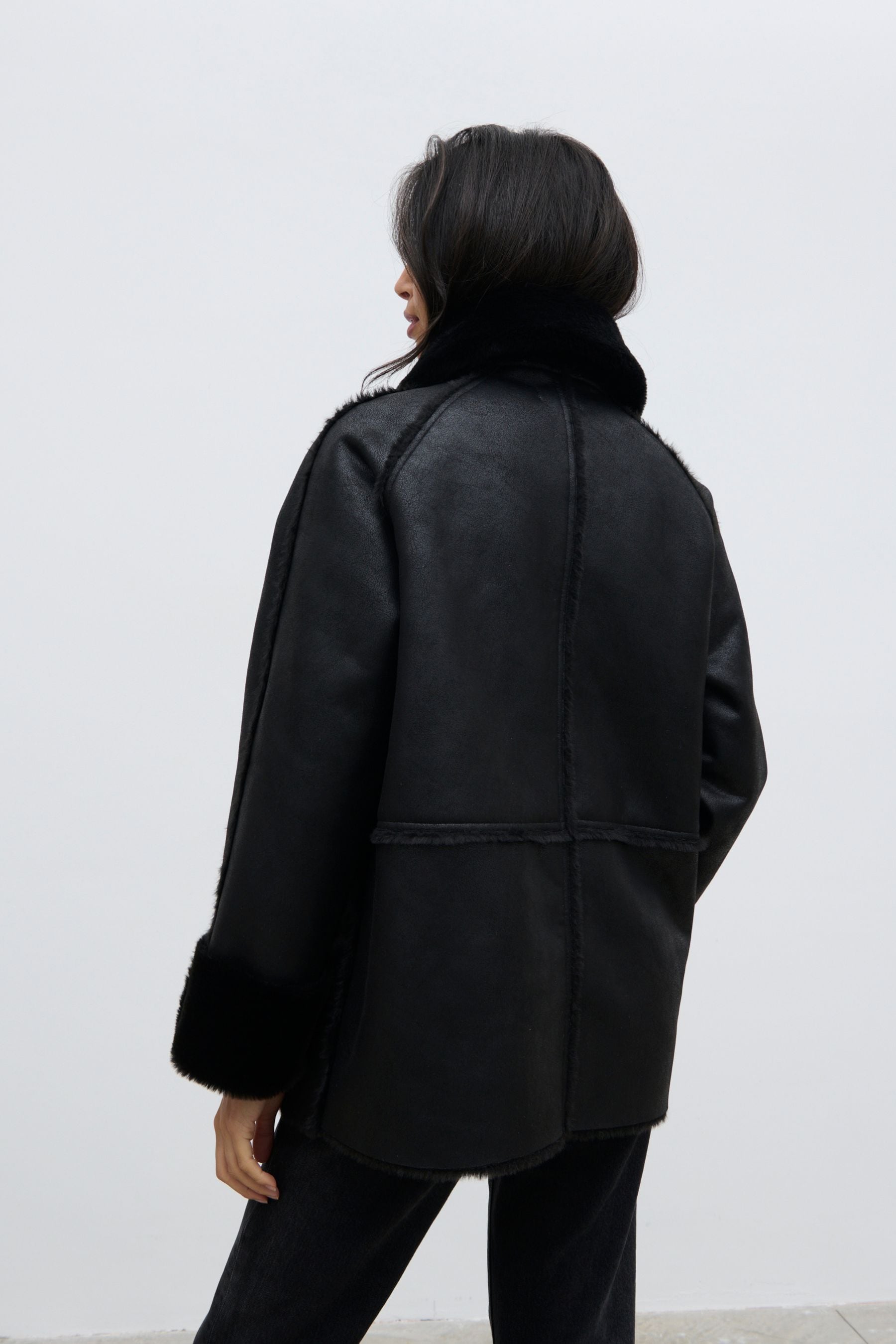 Black and white aviator coat online