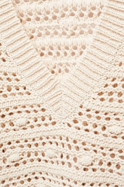 Mango Cream V-Neck Openwork Knitted Sweater - Image 5 of 5