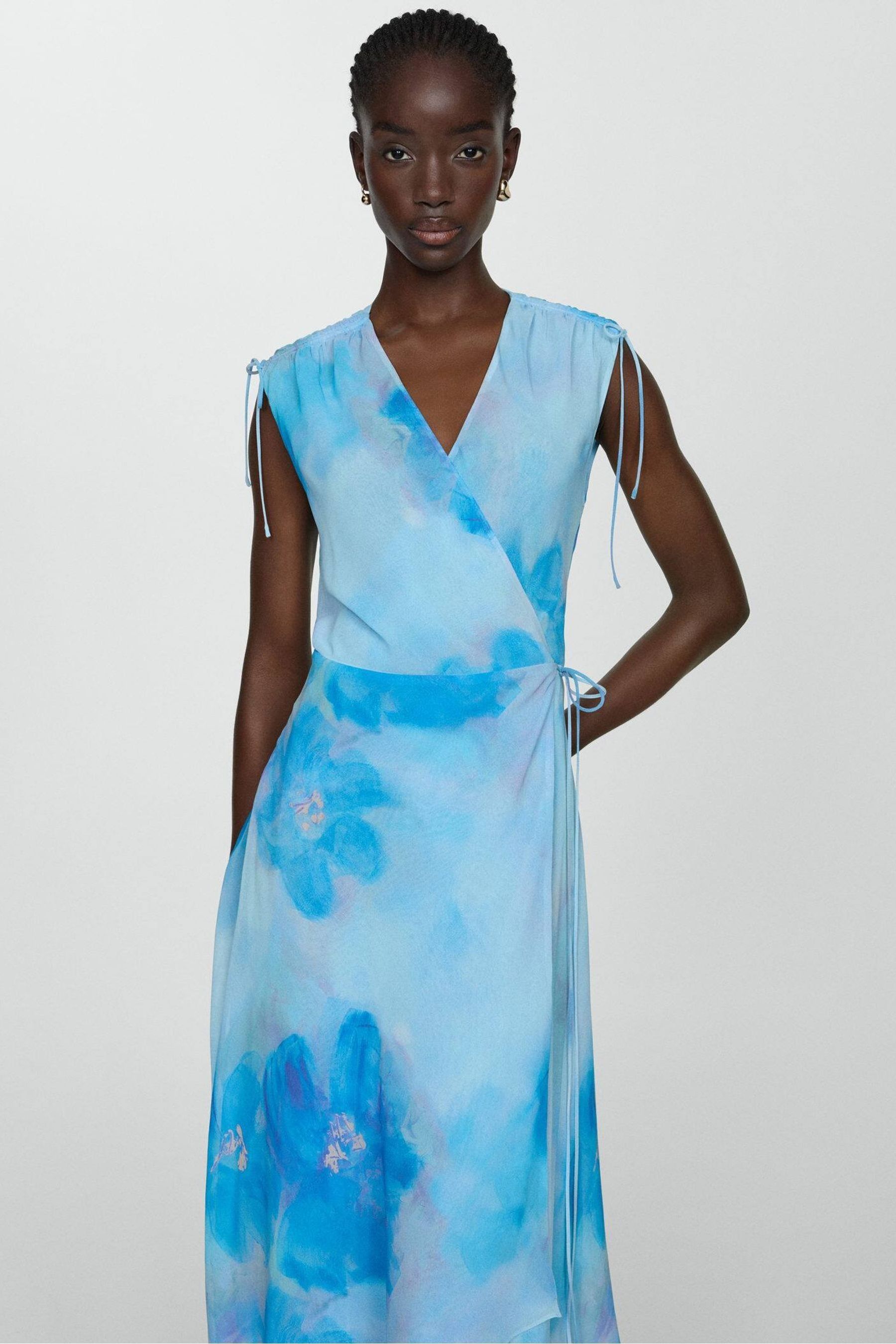 Buy Mango Blue Print Wrap Dress from the Next UK online shop