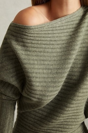 Reiss Sage Nelly Wool-Cashmere Off-The-Shoulder Draped Top - Image 3 of 5