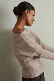 Reiss Neutral Nelly Wool-Cashmere Off-The-Shoulder Draped Jumper - Image 1 of 6