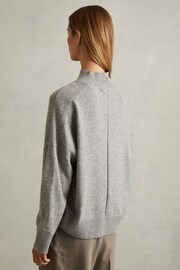 Reiss Grey Marl Alicia Wool Blend Funnel Neck Jumper - Image 4 of 5