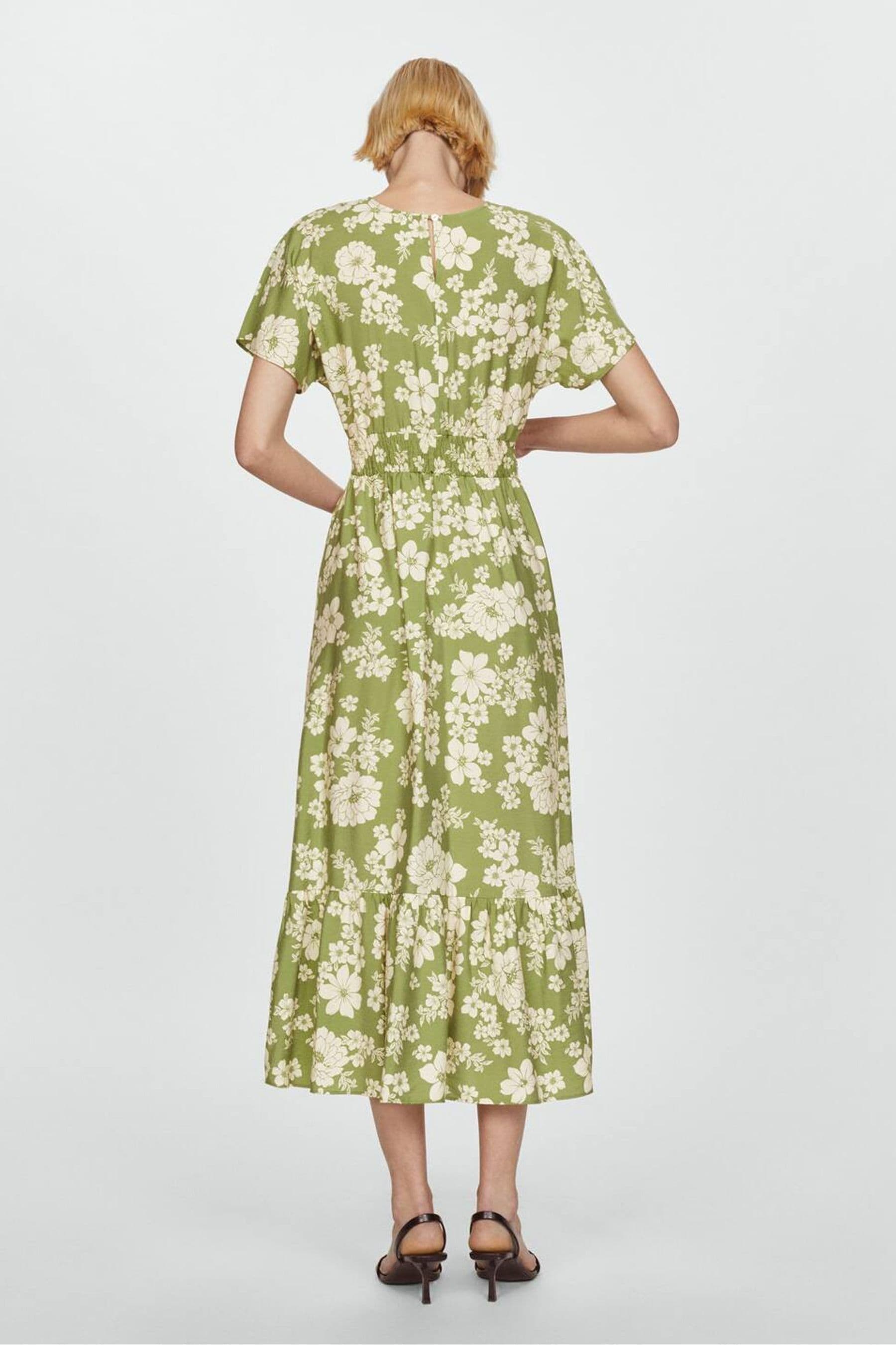 Buy Mango Green Animal Prin Cut Out Detail Dress from the Next UK online shop