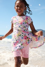 Polarn O. Pyret Pink Organic Floral Print Dress - Image 1 of 4