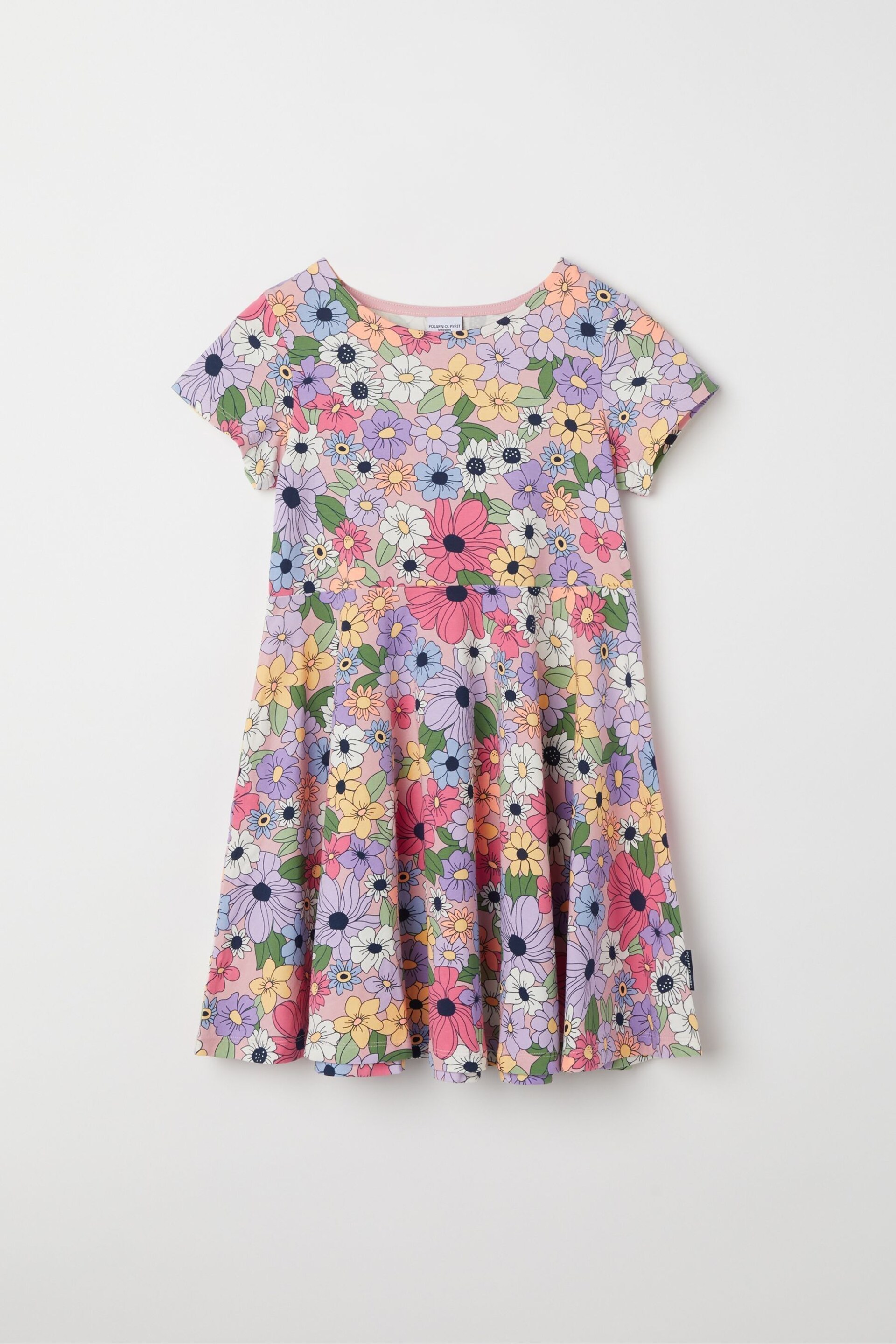 Polarn O. Pyret Pink Organic Floral Print Dress - Image 3 of 4