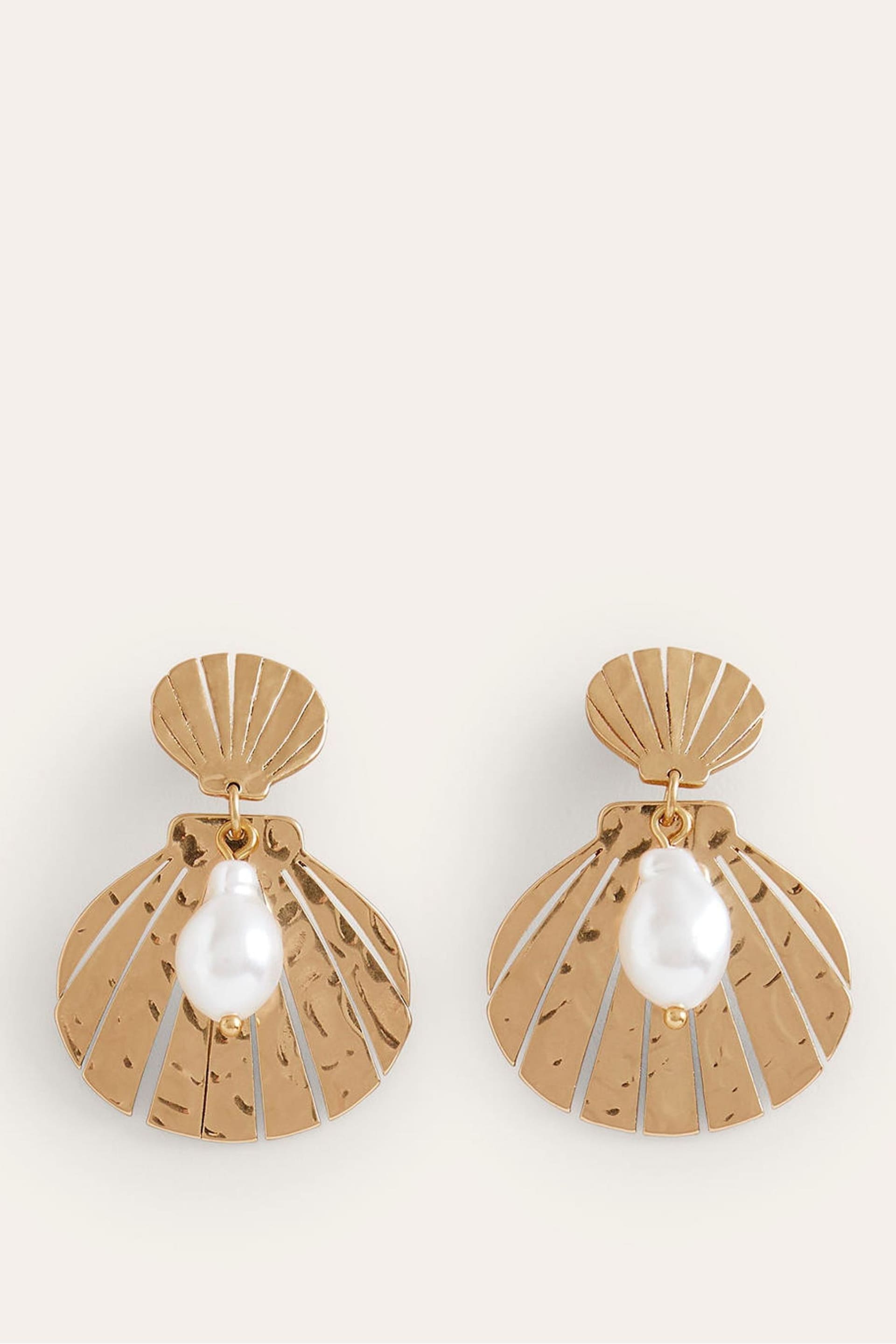 Boden Gold Tone Shell Metal Cut-Out Earrings - Image 1 of 2