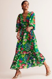 Boden Green V-Neck Puff Maxi Dress - Image 2 of 6