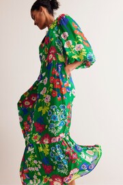 Boden Green V-Neck Puff Maxi Dress - Image 3 of 6