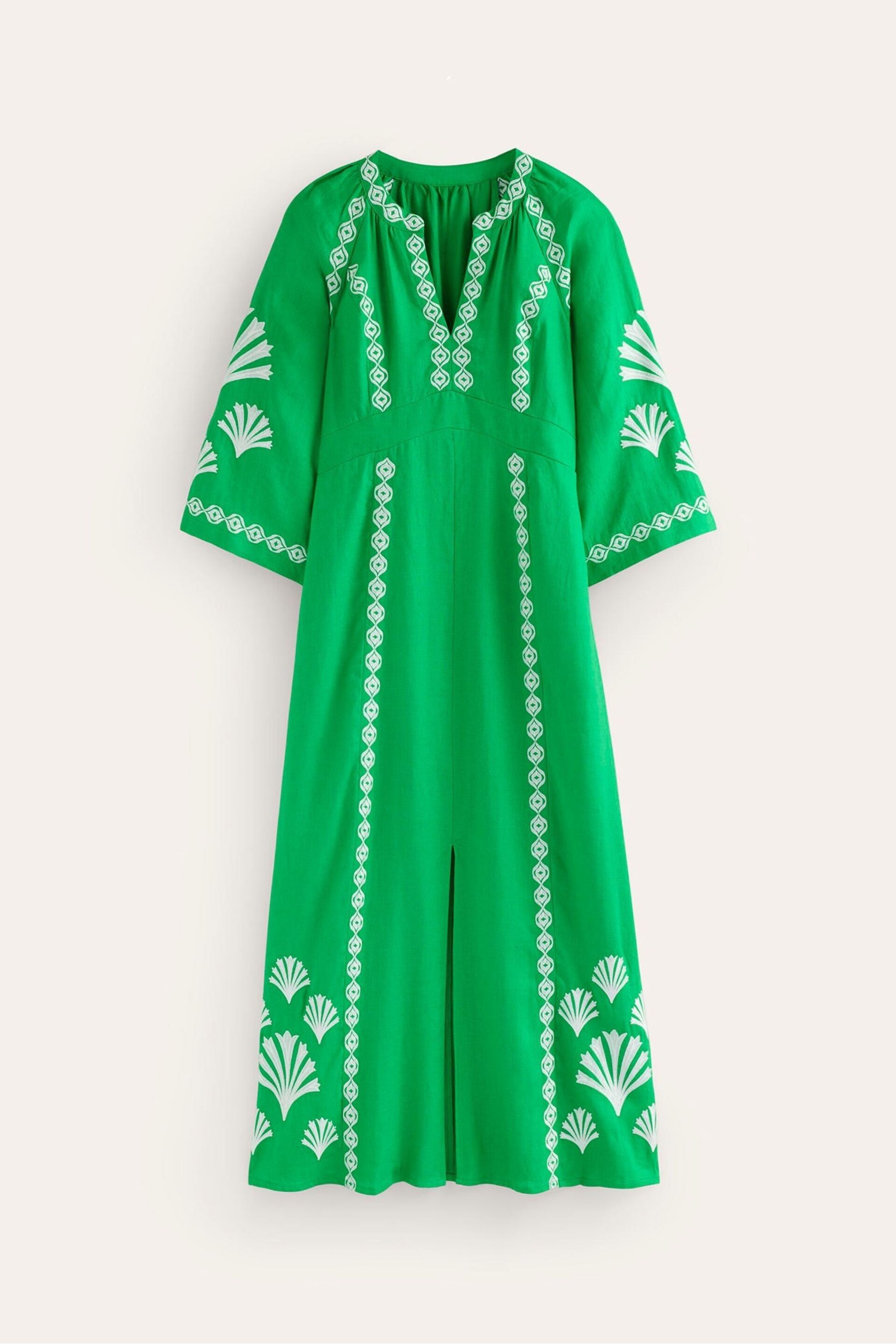 Boden Green Una Linen Embroidered Dress - Image 5 of 5