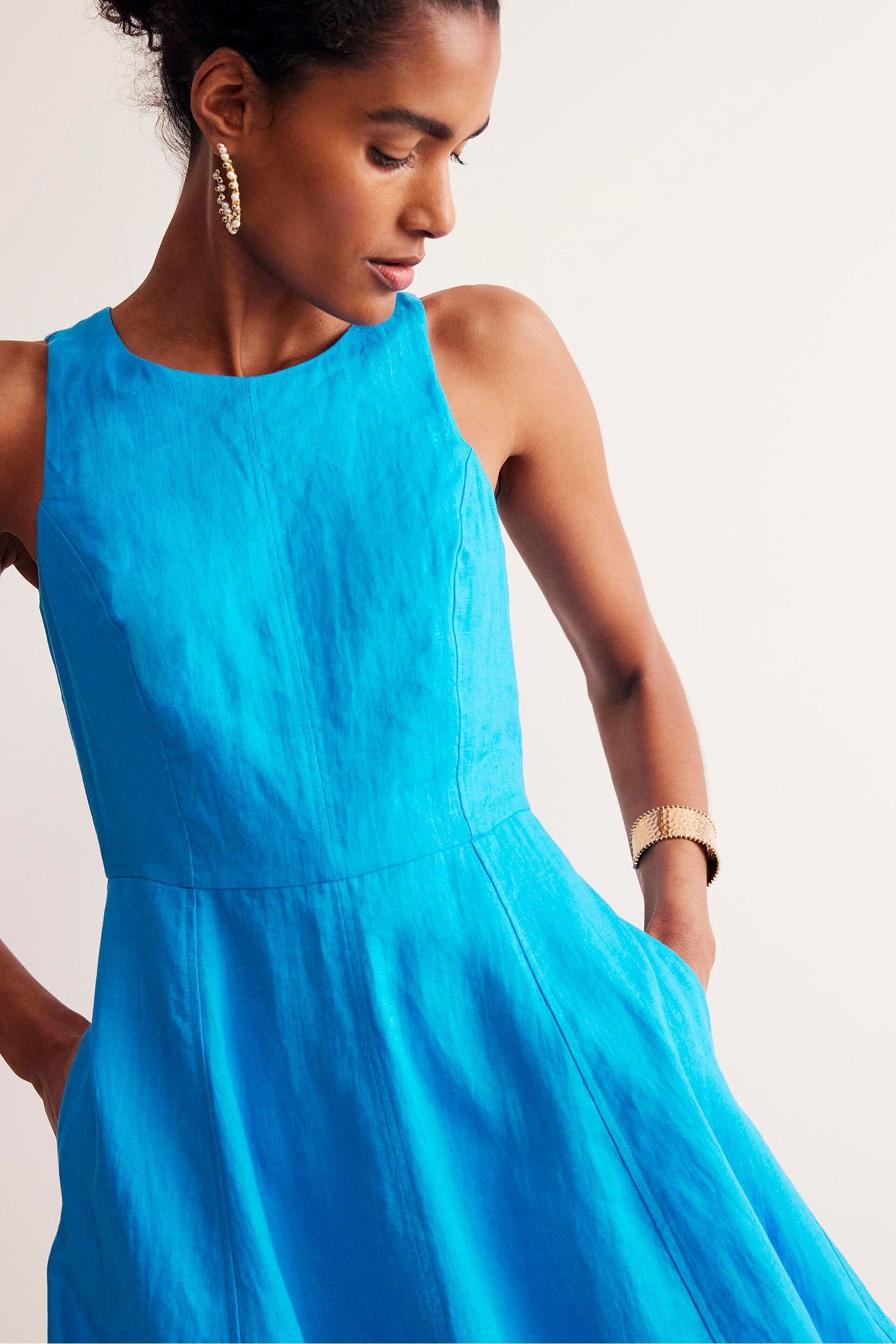 Boden Blue Carla Linen Short Dress - Image 2 of 6