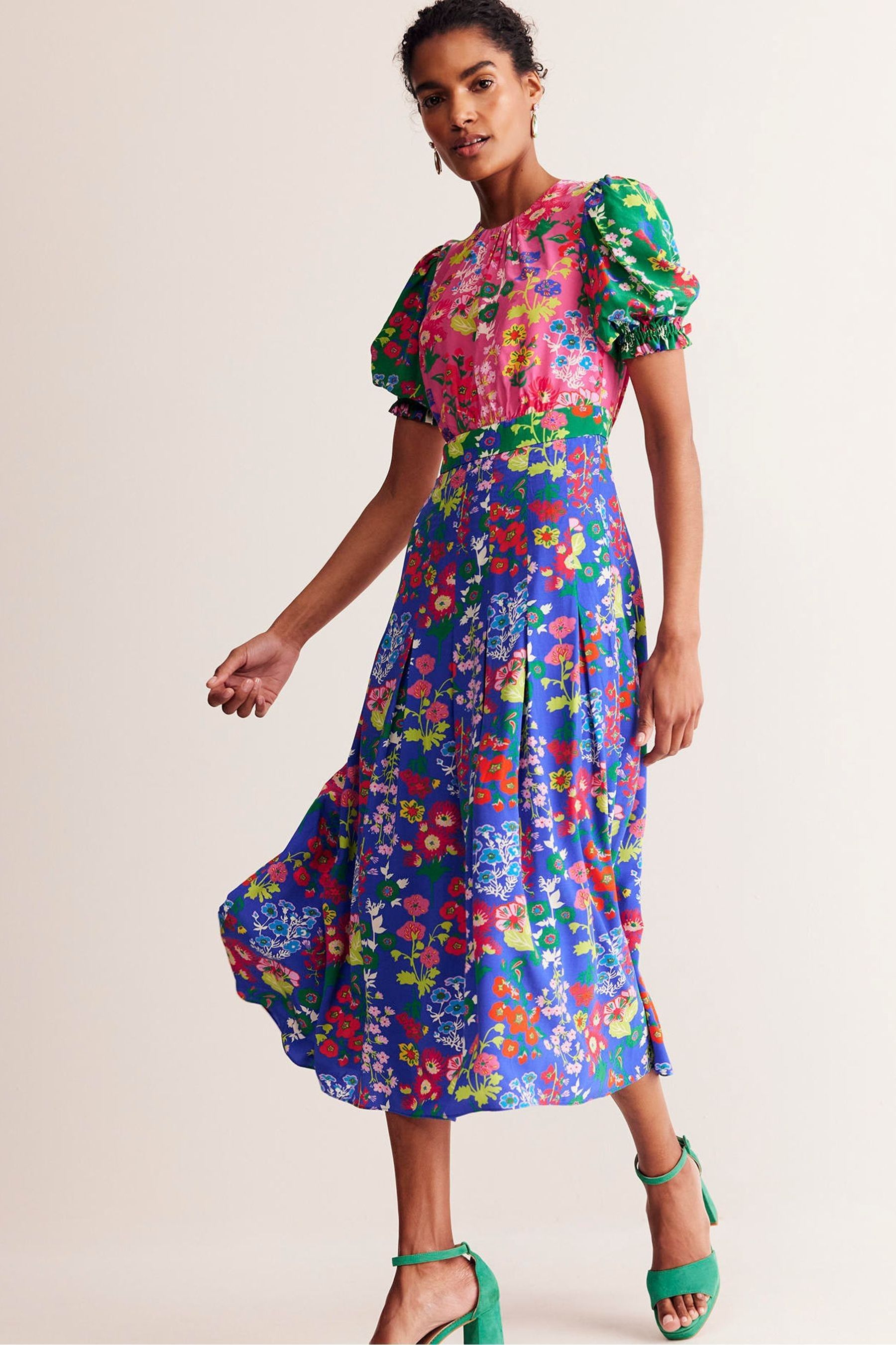 Buy Boden Pink Liv Pleat Detail Midi Dress from the Next UK online shop