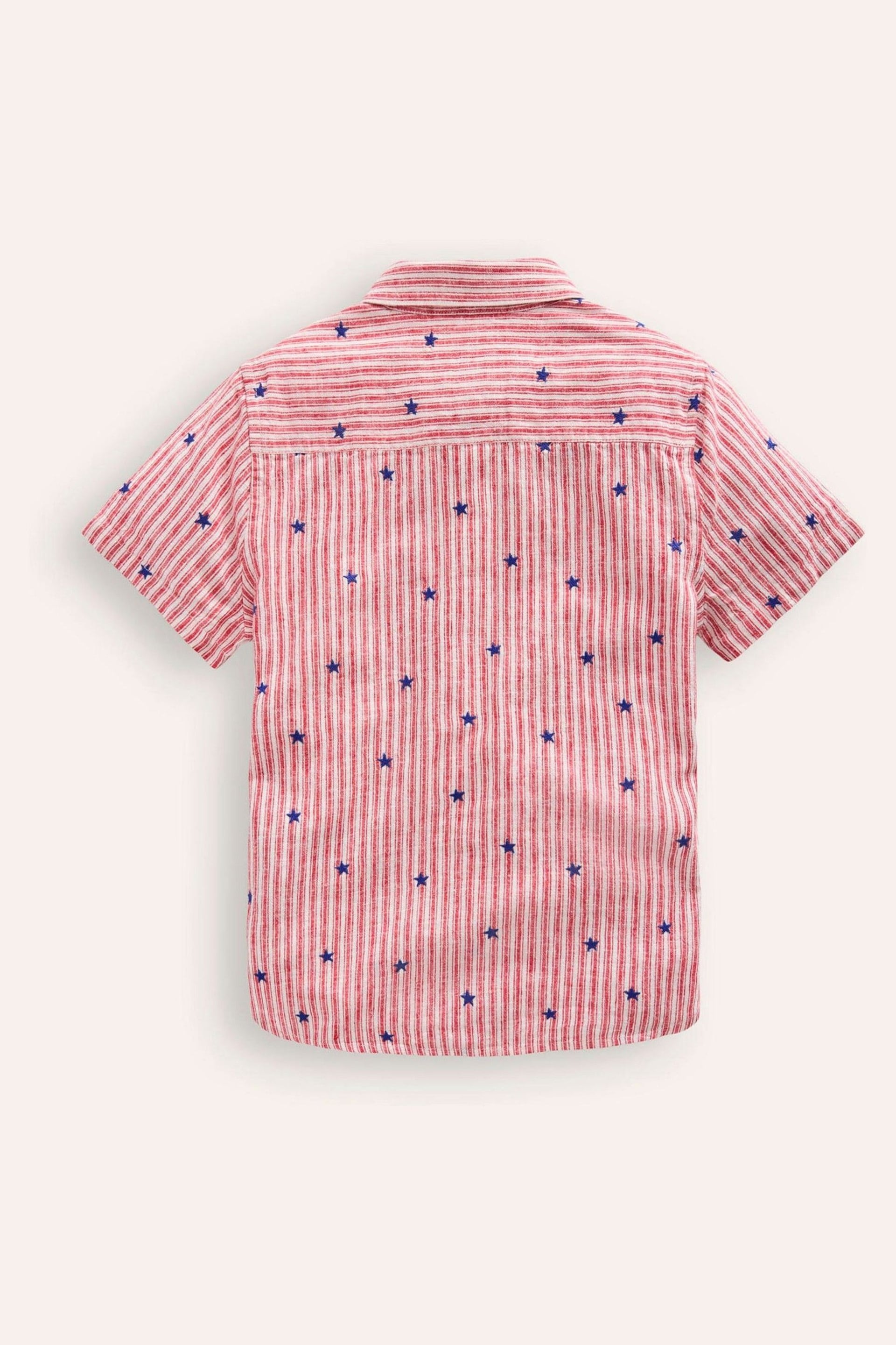 Boden Red Stripe Star Cotton Linen Shirt - Image 2 of 3