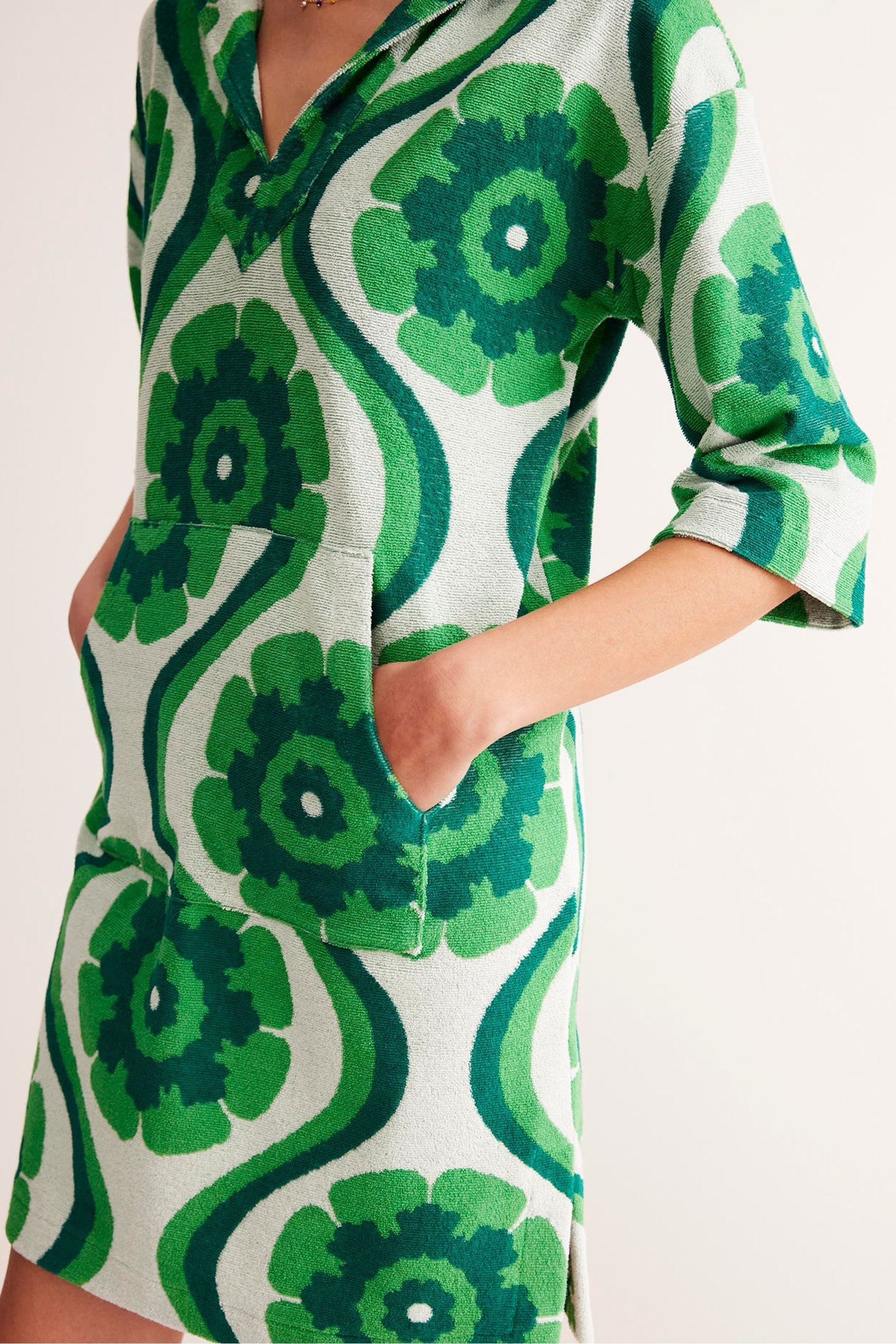 Buy Boden Green Hooded Towelling Short Kaftan from Next Luxembourg