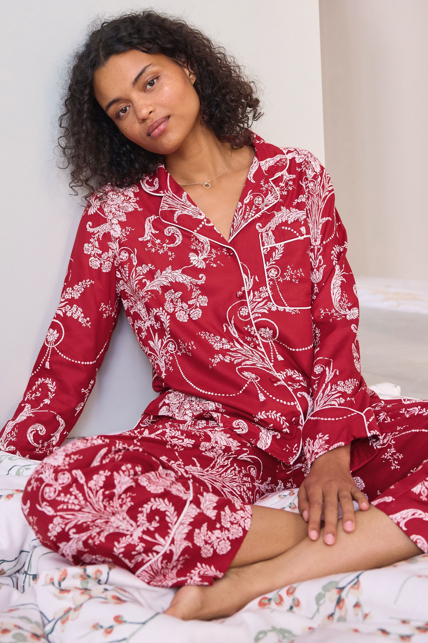 Buy Laura Ashley Red Button Through Pyjamas Set from Next United Arab Emirates