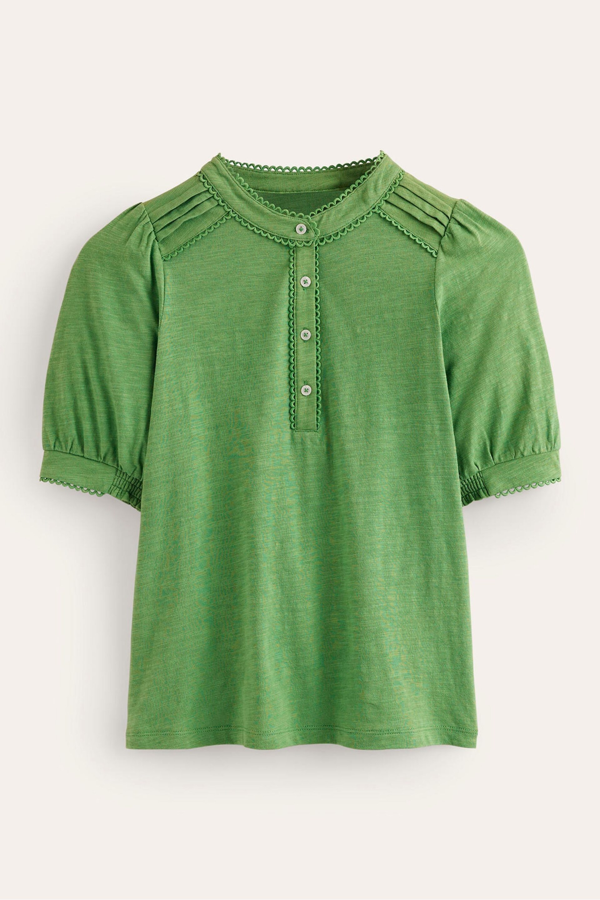 Boden Green Pintuck Puff Sleeve Henley Top - Image 5 of 5