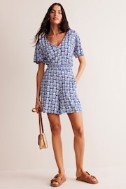 Boden Blue Smocked Jersey Pineapple Playsuit - Image 1 of 5