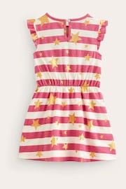 Boden Pink Star Frill 100% Cotton Sleeve Jersey Dress - Image 2 of 3