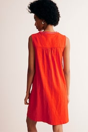Boden Red Nadine Notch Cotton Dress - Image 3 of 5