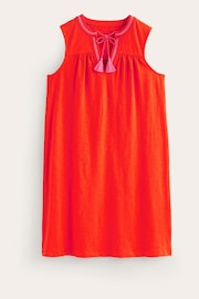 Boden Red Nadine Notch Cotton Dress - Image 5 of 5