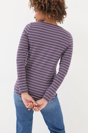 FatFace Purple Sparkle Breton T-Shirt - Image 2 of 5