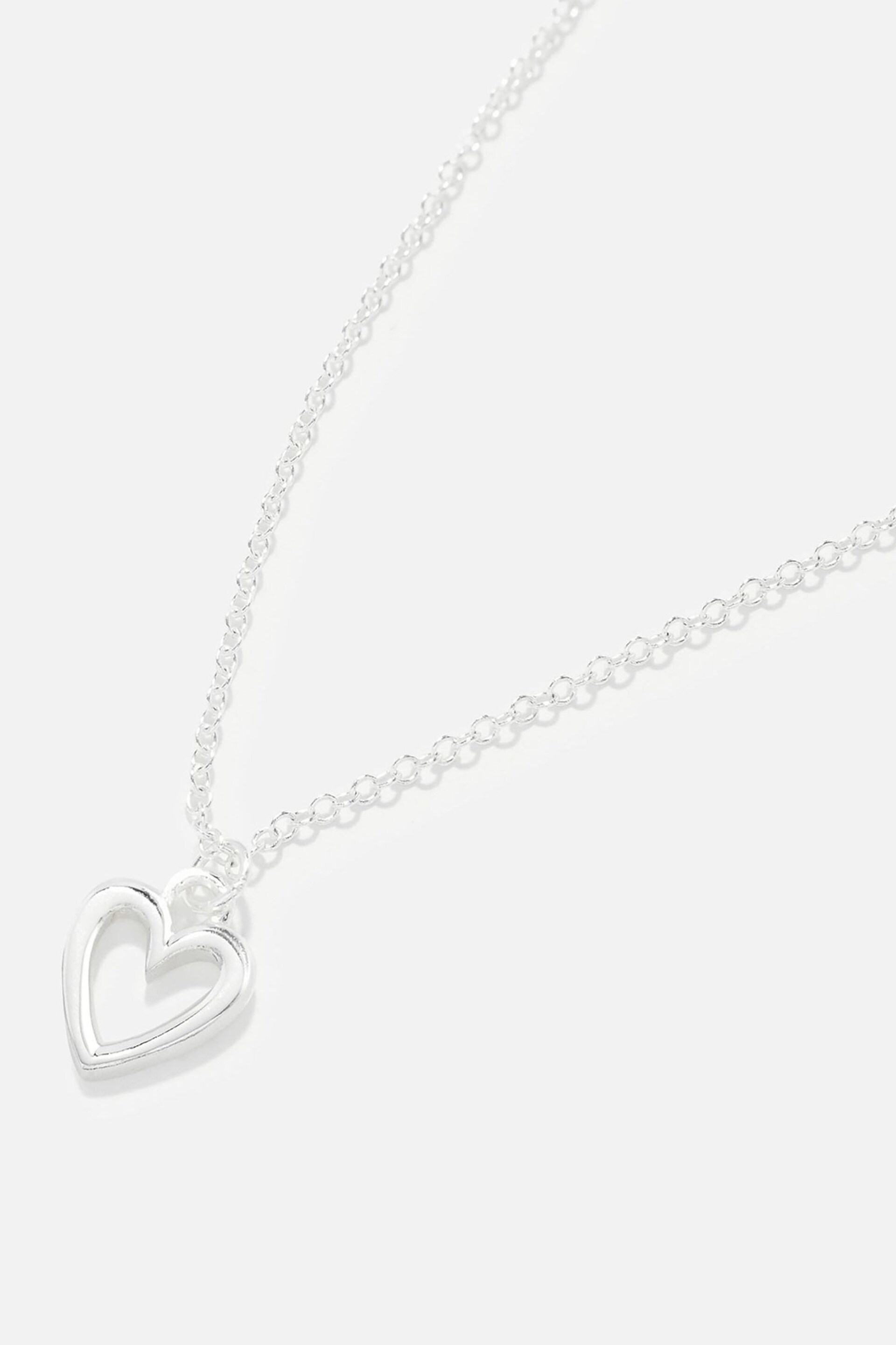 Accessorize Sterling Silver Heart Necklace - Image 2 of 2