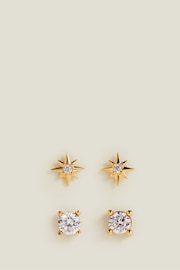 Accessorize Silver Plated 14ct Sparkle Studs Earrings 2 Pack - Image 3 of 4