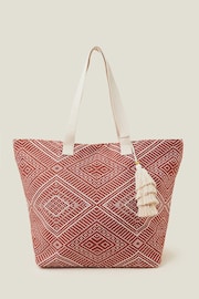 Accessorize Red Jacquard Tote Bag - Image 2 of 4