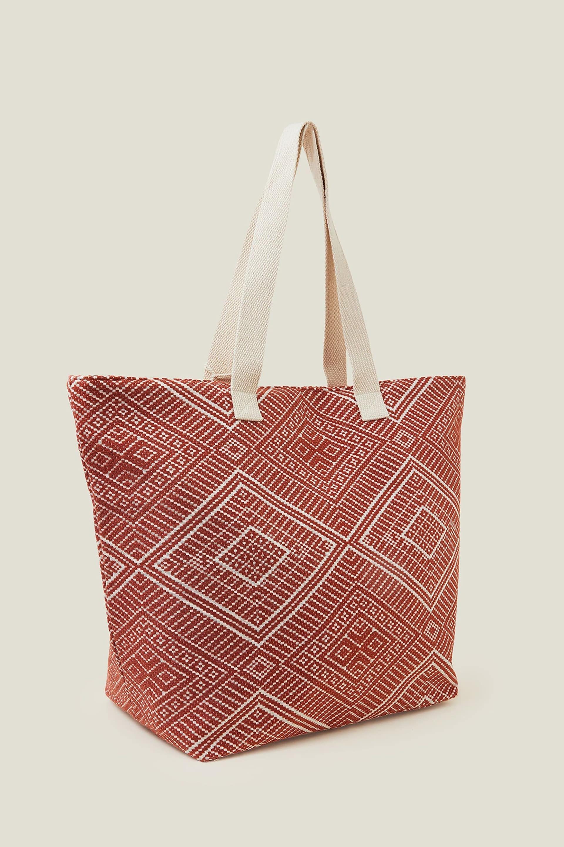Accessorize Red Jacquard Tote Bag - Image 3 of 4