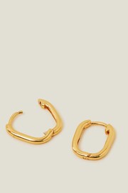 Accessorize 14ct Gold Plated Tone Rectangular Hoop Earrings - Image 1 of 3