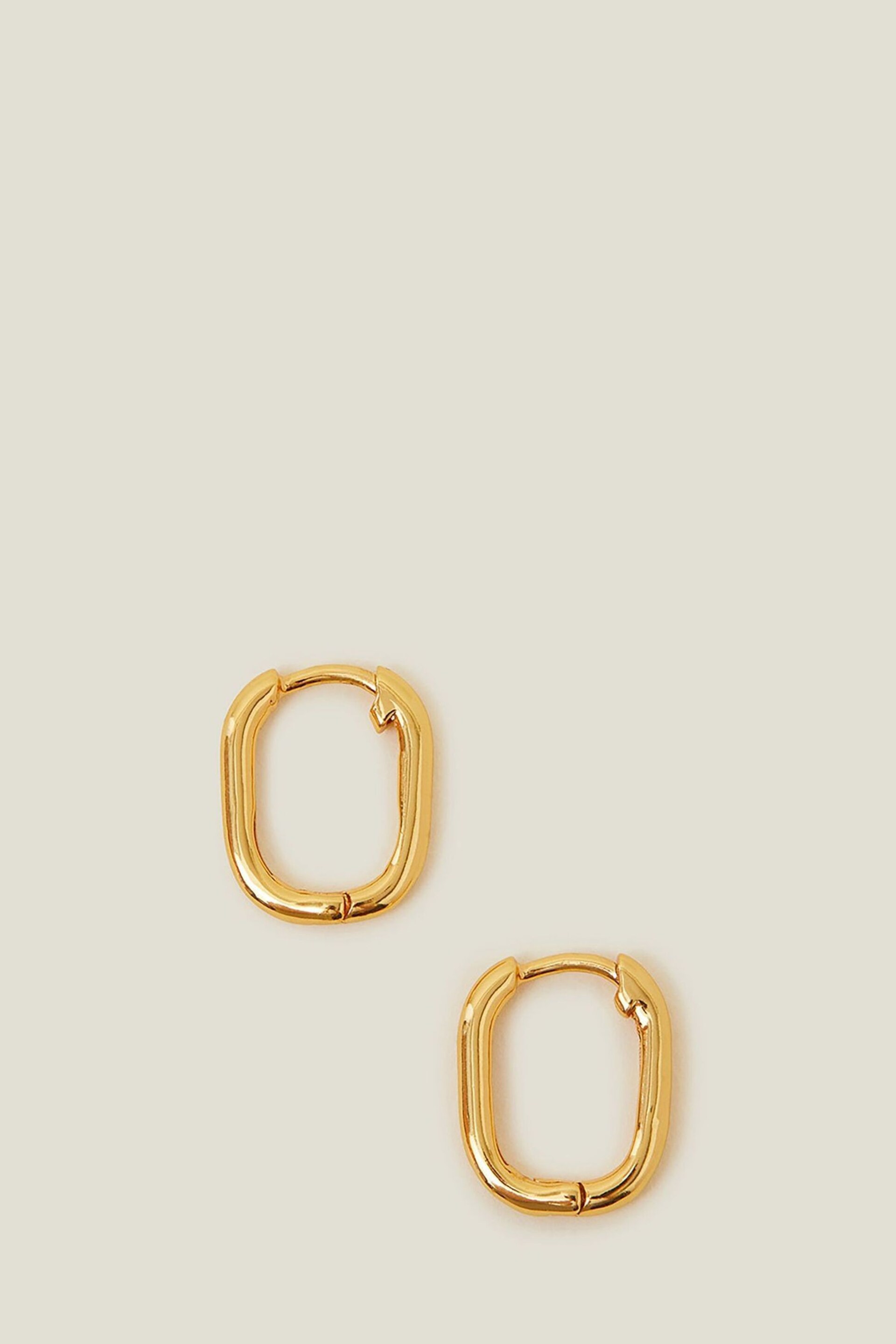 Accessorize 14ct Gold Plated Tone Rectangular Hoop Earrings - Image 2 of 3