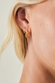 Accessorize 14ct Gold Plated Tone Rectangular Hoop Earrings - Image 3 of 3