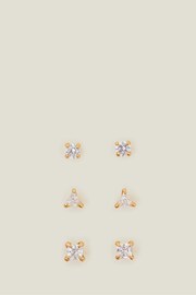 Accessorize 14ct Gold Plated Tone Sparkle Shape Stud Earrings 3 Pack - Image 1 of 3