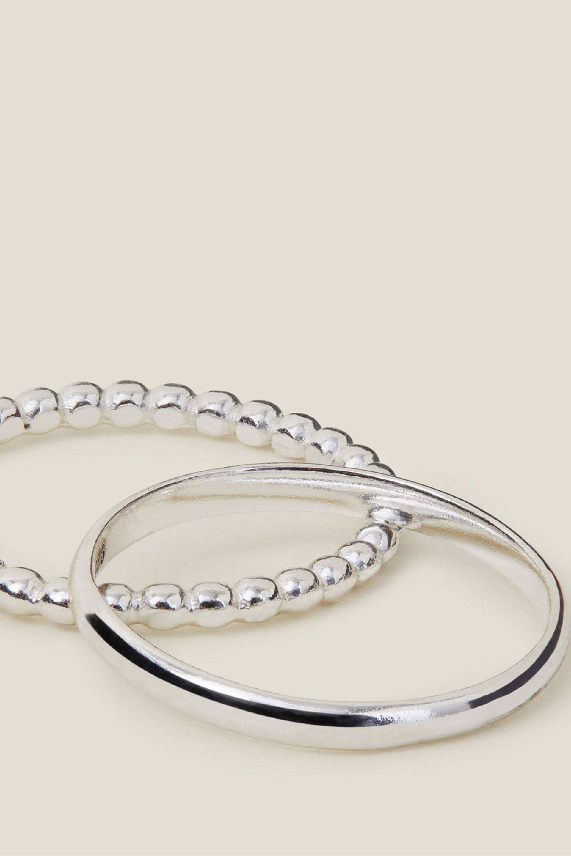 Accessorize Silver Tone Sterling Bobble Rings 2 Pack - Image 1 of 3