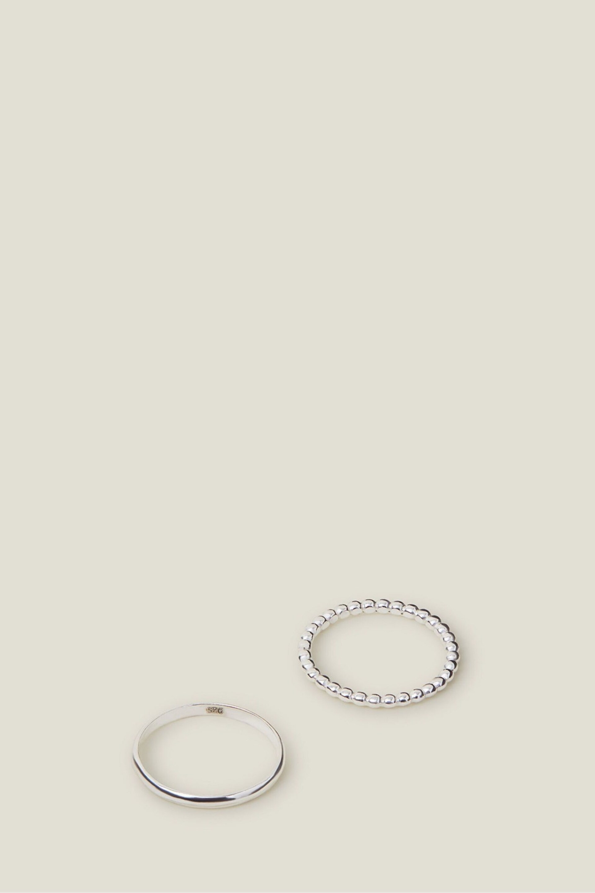 Accessorize Silver Tone Sterling Bobble Rings 2 Pack - Image 2 of 3