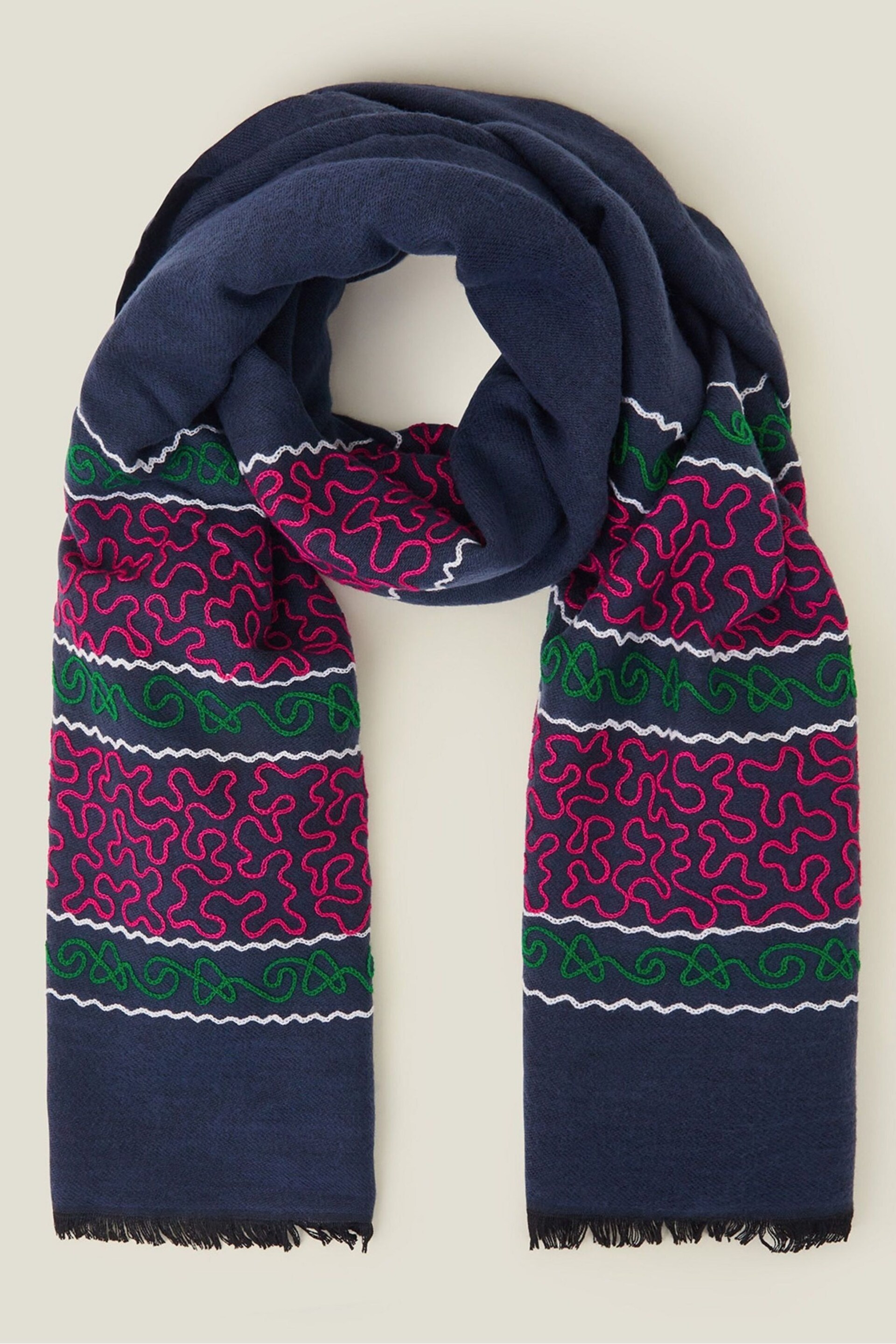 Accessorize Blue Embroidered Scarf - Image 1 of 3