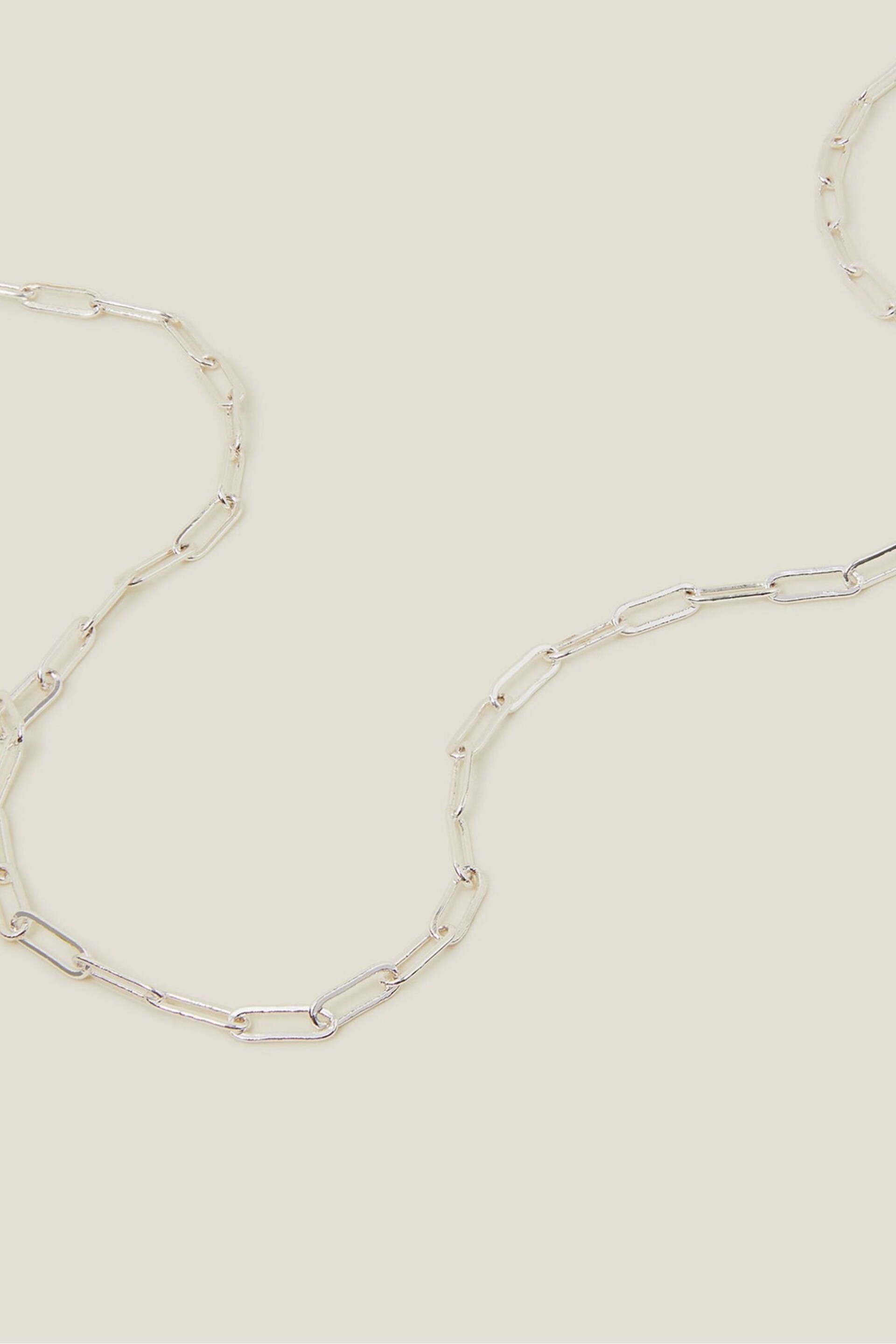 Accessorize Sterling Silver Plated Paper Clip Chain Necklace - Image 2 of 3