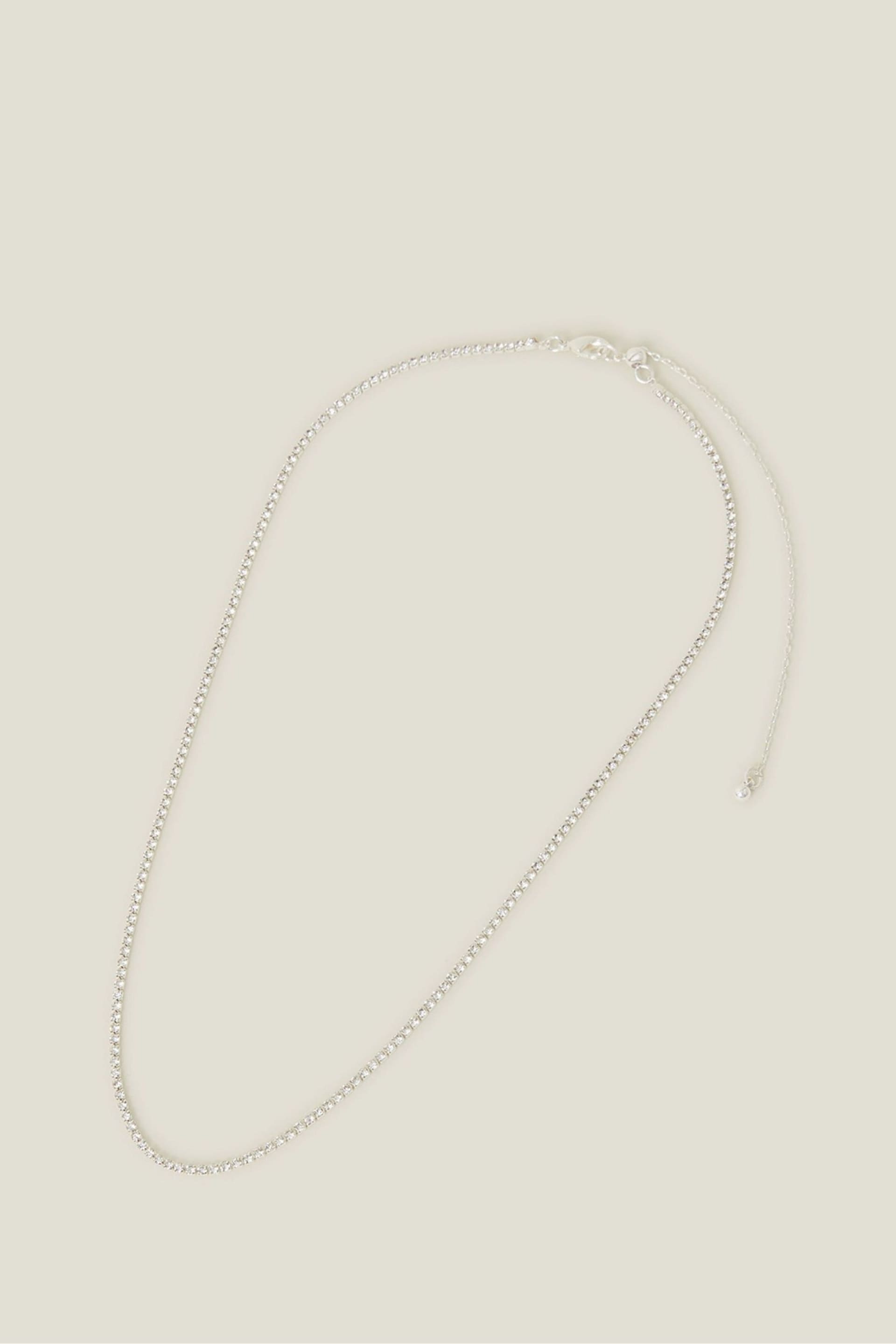 Accessorize Sterling Silver Plated Tennis Necklace - Image 1 of 3