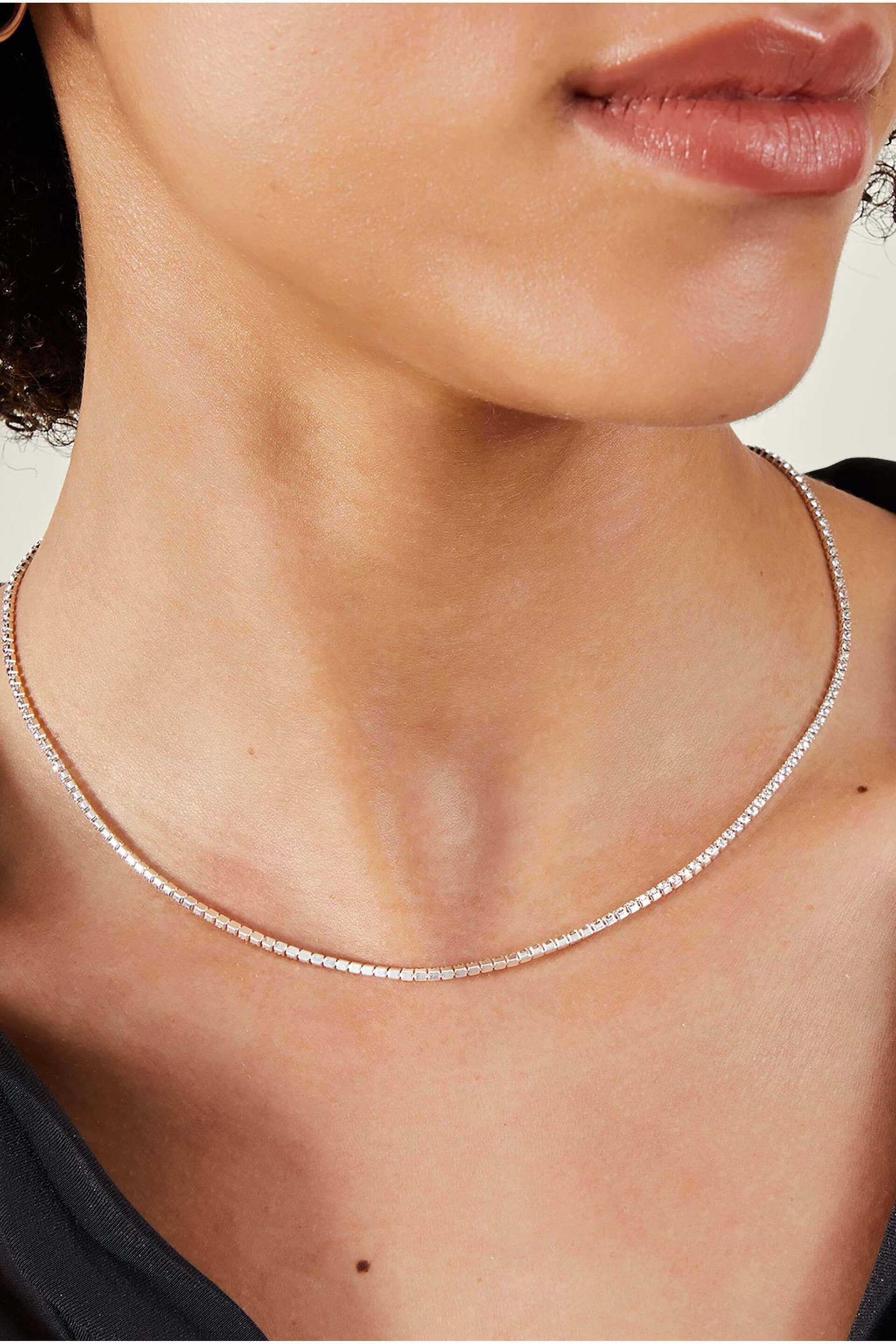 Accessorize Sterling Silver Plated Tennis Necklace - Image 3 of 3