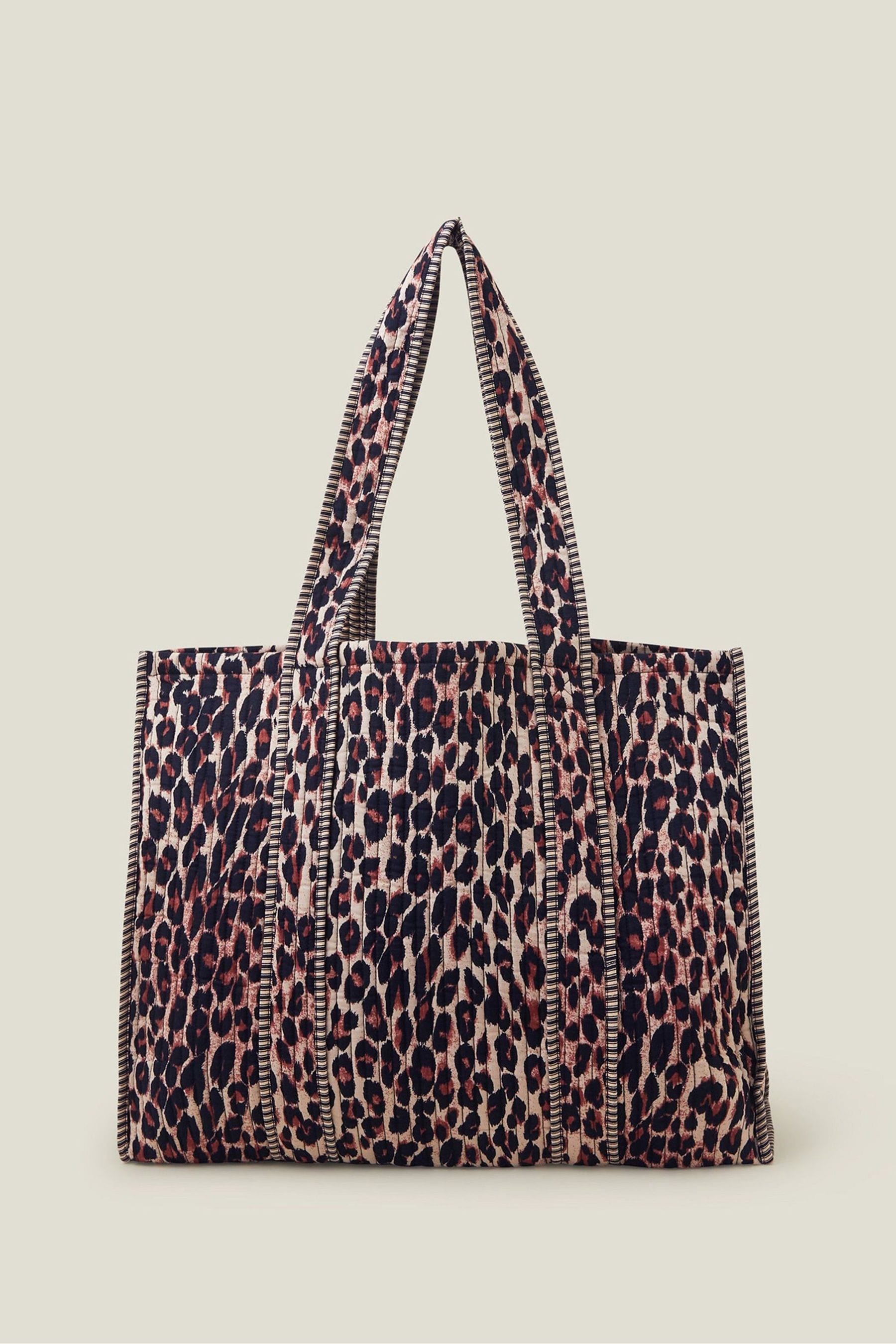 Buy Accessorize Brown Leopard Print Quilted Shopper 100 Cotton Bag from the Next UK online shop