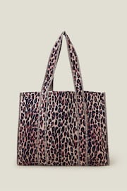 Accessorize Brown Leopard Print Quilted Shopper Bag - Image 2 of 4