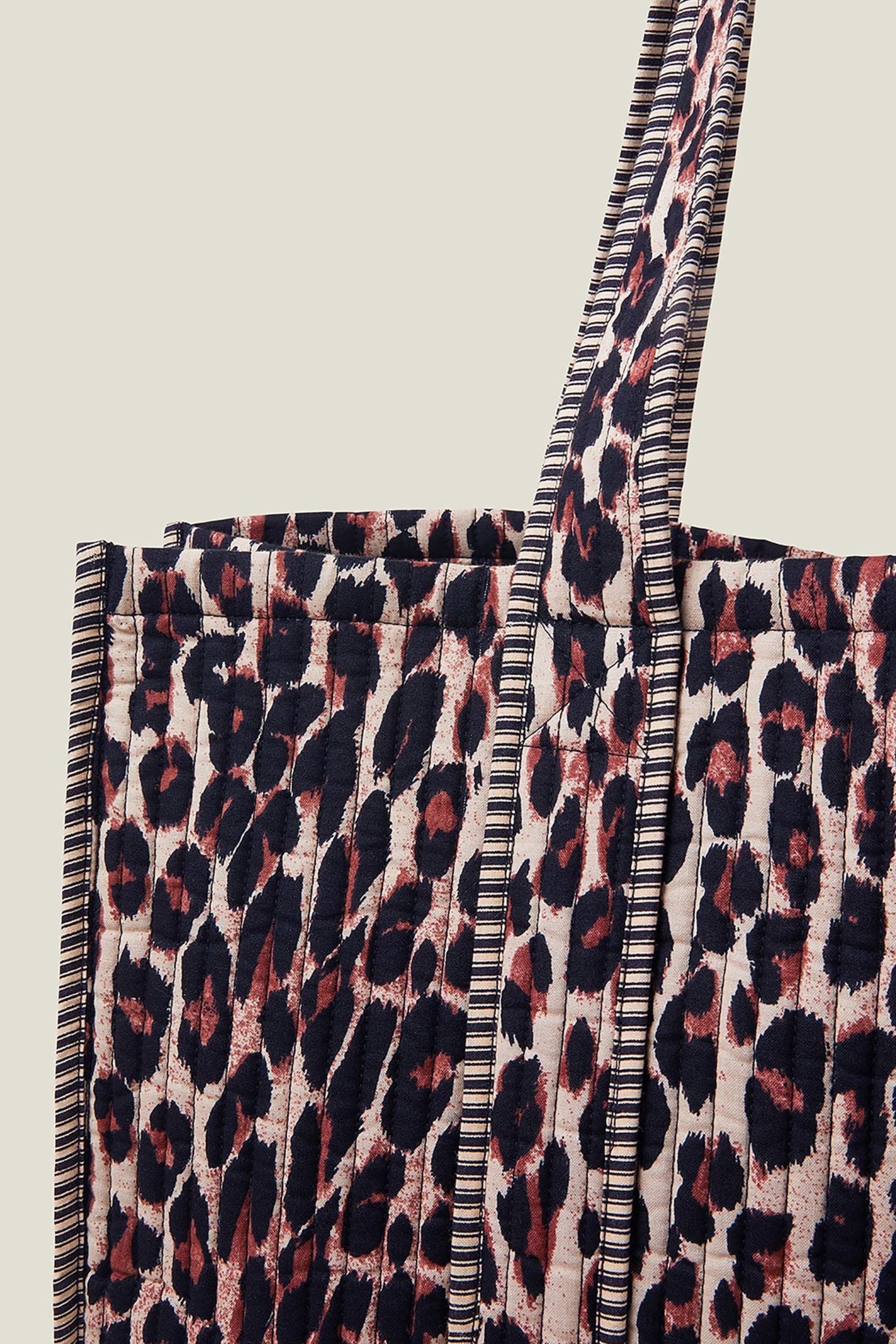 Accessorize Brown Leopard Print Quilted Shopper Bag - Image 4 of 4