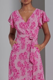 Jolie Moi Pink Haylie Frill Chiffon Maxi Dress - Image 3 of 6