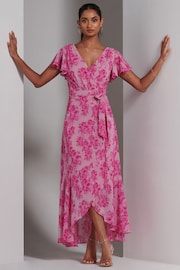 Jolie Moi Pink Haylie Frill Chiffon Maxi Dress - Image 6 of 6