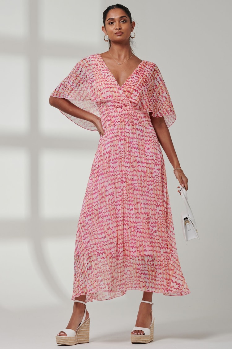 Jolie Moi Pink Kyra Pleated Chiffon Maxi Dress - Image 6 of 6