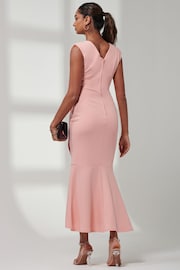 Jolie Moi Pink Mabruka Frill Fishtail Maxi Dress - Image 2 of 6