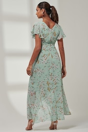 Jolie Moi Green Haylie Frill Chiffon Maxi Dress - Image 2 of 6