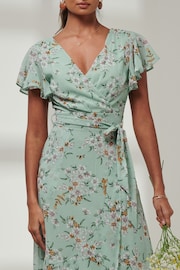 Jolie Moi Green Haylie Frill Chiffon Maxi Dress - Image 3 of 6