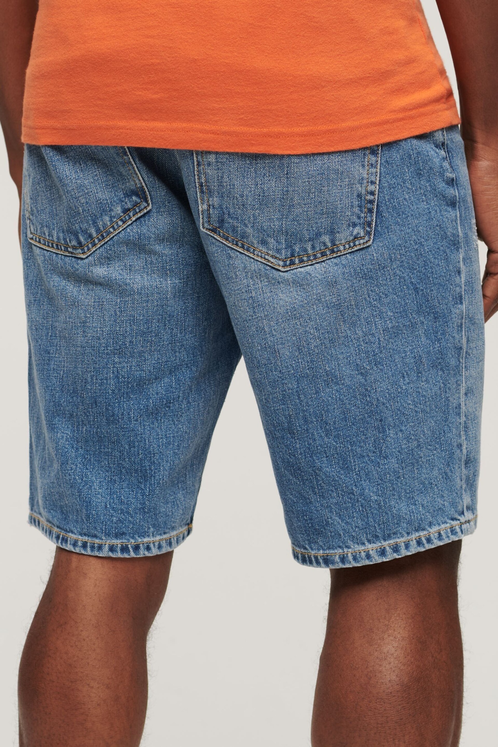 Superdry Blue Vintage Straight Shorts - Image 1 of 3