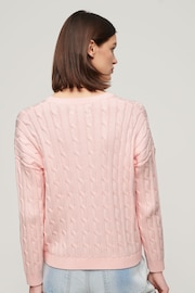 Superdry Pink Vintage Dropped Shoulder Cable Knit Jumper - Image 2 of 2