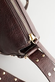 Chocolate Brown Leather Studded Saddle Bag - Image 5 of 7